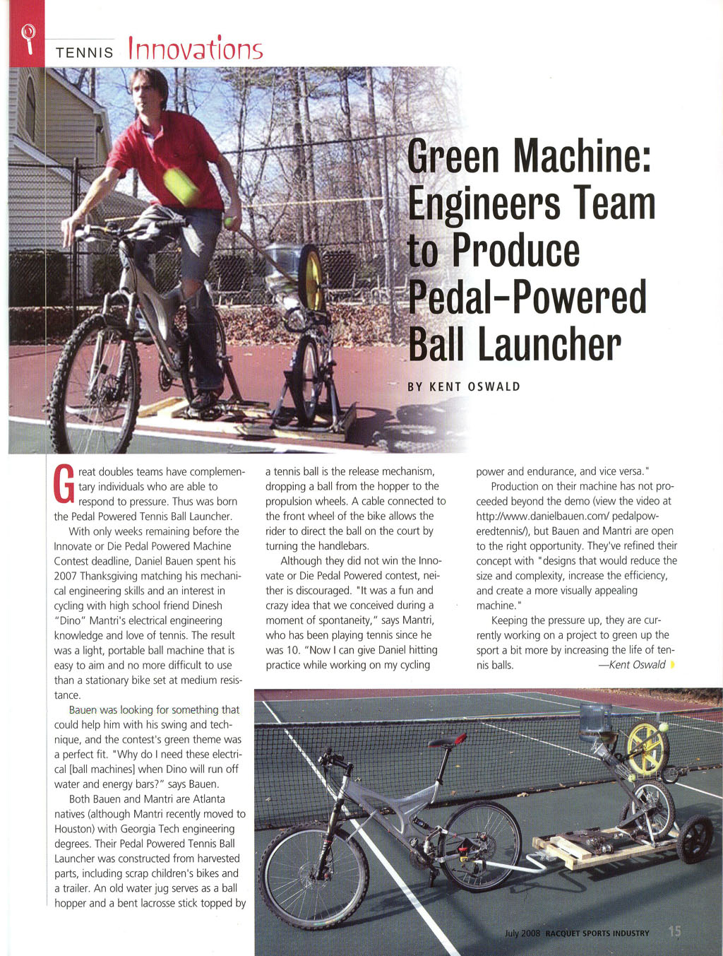 RSI Magazine pedal powered tennis ball launcher